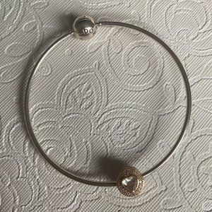 Pandora Essence Bangle & 14k Gold Love Charm